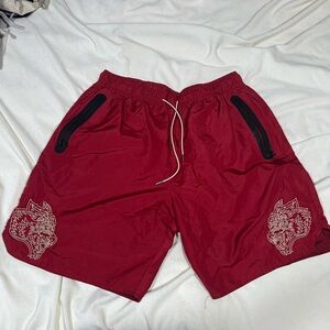Darc Sport Red Men's Shorts with Wolf Design